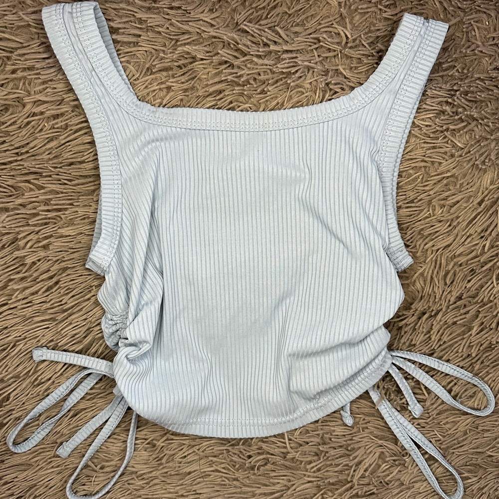 ~Shein : Light Blue Scrunch Cropped Tank Top
